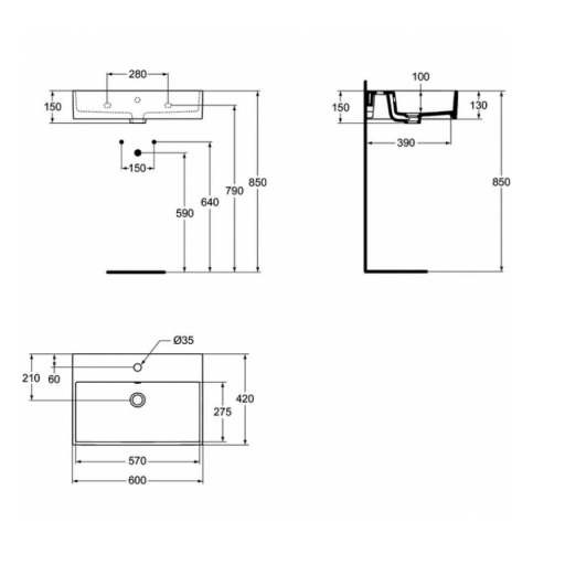 Раковина накладная Ideal Standard Strada 60 K077801 белая